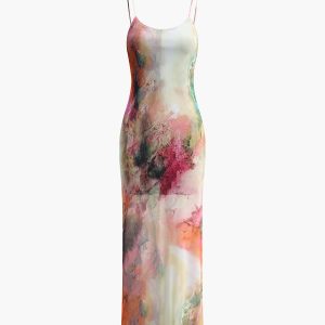 Pastel Print Cami Midi Dress - Y2K Aesthetic Cute Dress for Coquette and Soft Girl Styles