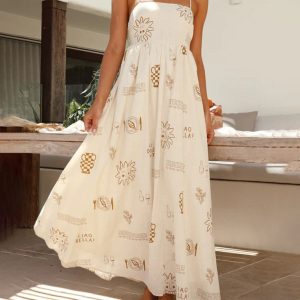 Personalized Back Hollow Suspender Dress - Y2K Fashion with Unique Print for Trendy Women