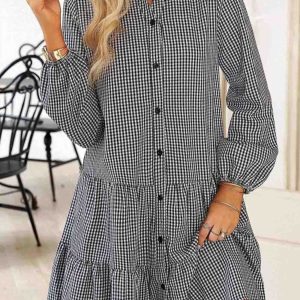 Plaid A-Line Tiered Dress for Y2K Fashion Lovers - Cute and Comfy Coquette Style