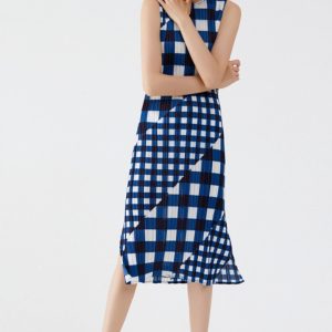 Plaid Print Sleeveless Pleated Dress - Y2K Aesthetic Fashion for Chic Outfits