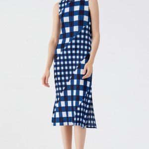 Plaid Print Sleeveless Pleated Dress - Y2K Aesthetic Fashion for Chic Outfits