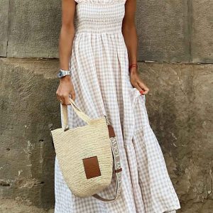 Plaid Ruffled Sleeveless Midi Dress - Y2K Aesthetic Fashion for Chic Outfits