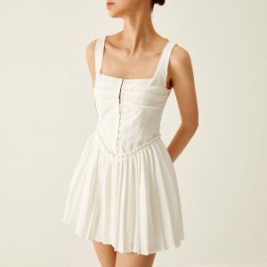 Pleated Cami Mini Dress - Y2K Aesthetic Cute Dress for Coquette and Grunge Styles