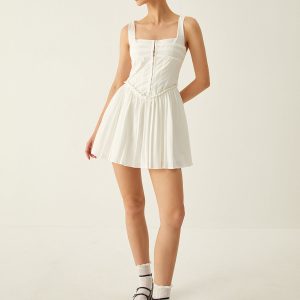 Pleated Cami Mini Dress - Y2K Aesthetic Cute Dress for Coquette and Grunge Styles