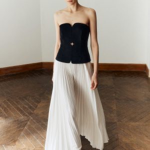 Pleated Off-Shoulder Maxi Dress - Elegant Y2K Fashion for Chic Aesthetic Outfits