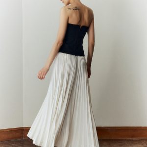 Pleated Off-Shoulder Maxi Dress - Elegant Y2K Fashion for Chic Aesthetic Outfits