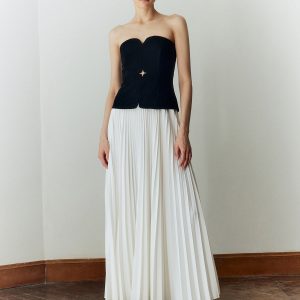 Pleated Off-Shoulder Maxi Dress - Elegant Y2K Fashion for Chic Aesthetic Outfits