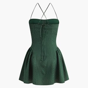 Pleated Polka Dot Sleeveless Dress - Y2K Aesthetic Cute Dress for Stylish Outfits