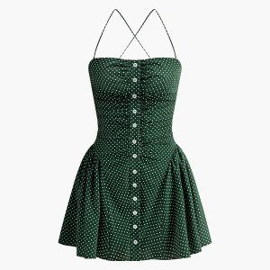 Pleated Polka Dot Sleeveless Dress - Y2K Aesthetic Cute Dress for Stylish Outfits