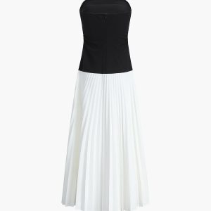 Pleated Sleeveless Maxi Dress - Y2K Aesthetic Long Dress for Effortless Style