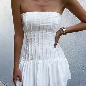 Pleated Tube Dress in Y2K Style - Trendy Aesthetic Dress for Chic Outfits