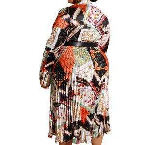 Plus Size Vintage Belted Maxi Dress for Women - Summer Boubou Oversized Long Sleeve Fashion