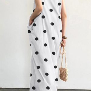 Polka Dot Tank Dress with Large Pockets for Y2K Fashion and Coquette Aesthetic