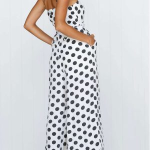 Polka Dots Tie-Waist Cami Jumpsuit - Y2K Aesthetic Cute Outfit for Stylish Looks