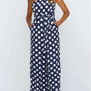 Polka Dots Tie-Waist Cami Jumpsuit - Y2K Aesthetic Cute Outfit for Stylish Looks