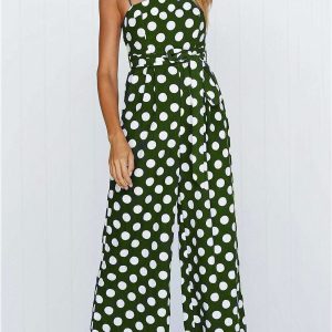 Polka Dots Tie-Waist Cami Jumpsuit - Y2K Aesthetic Cute Outfit for Stylish Looks