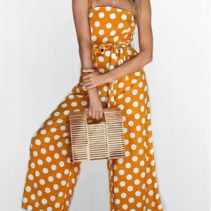 Polka Dots Tie-Waist Cami Jumpsuit - Y2K Aesthetic Cute Outfit for Stylish Looks