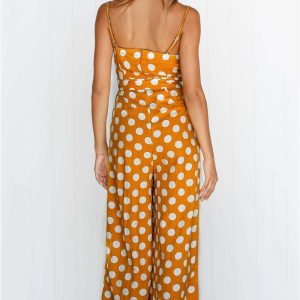 Polka Dots Tie-Waist Cami Jumpsuit - Y2K Aesthetic Cute Outfit for Stylish Looks