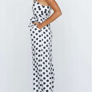 Polka Dots Tie-Waist Cami Jumpsuit - Y2K Aesthetic Cute Outfit for Stylish Looks