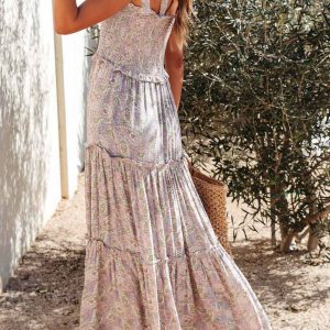 Printed Tie-Strap Smocked Tiered Cami Dress - Y2K Aesthetic Cute Summer Outfit