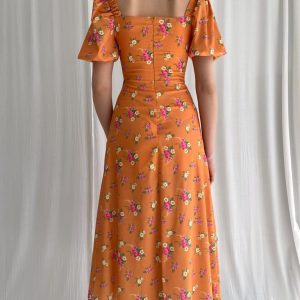 Puff Sleeve Floral Fields Maxi Dress - Y2K Aesthetic Boho Style for Effortless Elegance