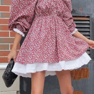 Puff Sleeve Off-Shoulder Floral Babydoll Dress in Y2K Aesthetic for Cute Summer Outfits