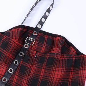 Punknaut Y2K Plaid Asymmetric Tube Dress - Edgy Grunge Aesthetic Fashion Statement