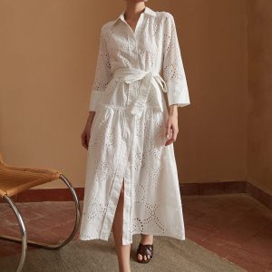 Pure Cotton Belted Midi Dress - Y2K Aesthetic Chic for Effortless Style