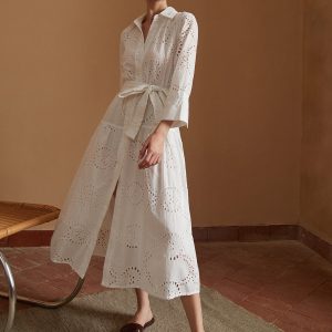 Pure Cotton Belted Midi Dress - Y2K Aesthetic Chic for Effortless Style