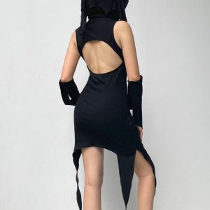 Raging Sands Y2K Dress with Comfy Hoodie and Stylish Sleeves for Aesthetic Outfits