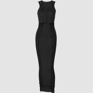 Rawena Y2K Cut Out Maxi Dress - Trendy Coquette Aesthetic for Effortless Style