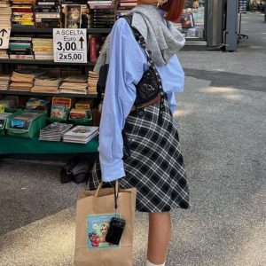 Renly Plaid Midi Skirt - Y2K Aesthetic Fashion for Chic Coquette and Grunge Styles