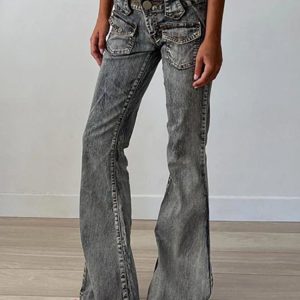 Retro High Waisted Y2K Slouchy Jeans for Women - Comfy Street Style Denim Pants