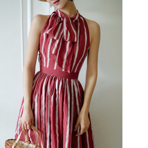 Retro Striped Y2K Dress - Vintage-Inspired Aesthetic for Trendy Women