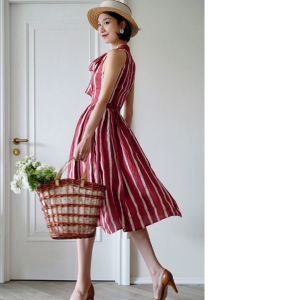 Retro Striped Y2K Dress - Vintage-Inspired Aesthetic for Trendy Women