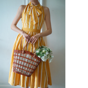 Retro Striped Y2K Dress - Vintage-Inspired Aesthetic for Trendy Women