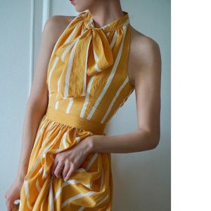 Retro Striped Y2K Dress - Vintage-Inspired Aesthetic for Trendy Women