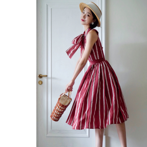 Retro Striped Y2K Dress - Vintage-Inspired Aesthetic for Trendy Women