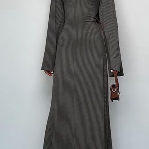 Ribbed Flare Sleeve Tie-Back Dress in Y2K Style for Coquette and Grunge Aesthetics