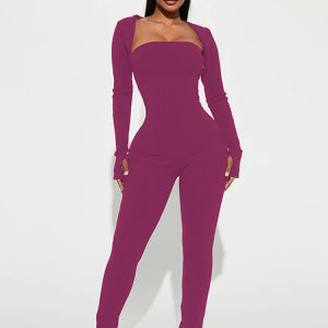 Ribbed Off-Shoulder Crop Top & Jumpsuit Set - Y2K Aesthetic Clubwear for Fall/Winter