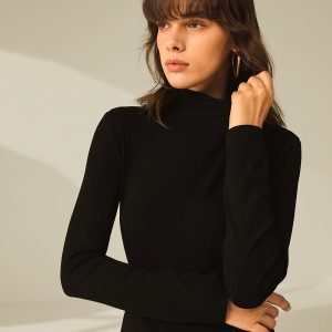 Ribbed Paneling Turtleneck Mini Dress with Slit - Y2K Fashion Essential for Chic Outfits