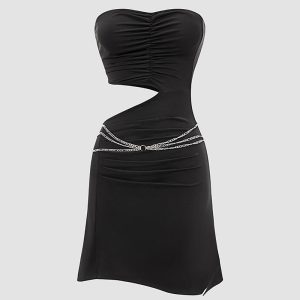 Ritzy Chain Bodycon Dress - Y2K Fashion Statement with Coquette Aesthetic Charm