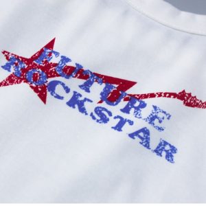 Rocstar Letter Print Y2K Tank Top - Trendy Grunge Aesthetic Cute Crop Top for Stylish Outfits