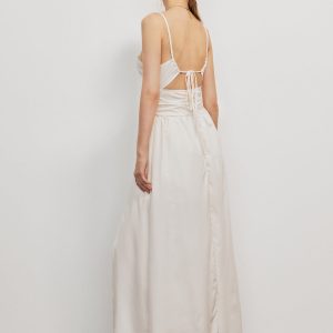 Romantic Backless Cutout Halter Dress with Split - Y2K Aesthetic Evening Wear