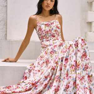 Romantic Floral Print Cami Dress for Y2K Aesthetic and Coquette Style Outfits