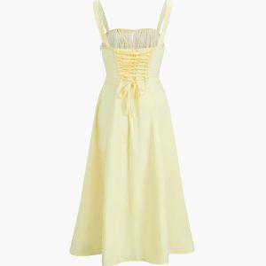 Ruched Cup Detail Long Sundress in Y2K Aesthetic for Effortless Summer Style