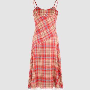 Ruellia Y2K Plaid Cami Maxi Dress - Trendy Coquette Aesthetic for Effortless Style