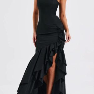 Ruffled Tiered Slit Sleeveless Midi Dress - Y2K Aesthetic Summer Fashion Essential