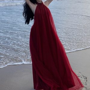 Sanya Elegant Fairy Dress - Open Back Morning Gown for Y2K Fashion Lovers