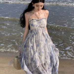 Sanya Seaside Elegant Fairy Dress - Y2K Fashion Inspired Vacation Outfit for Dreamy Getaways